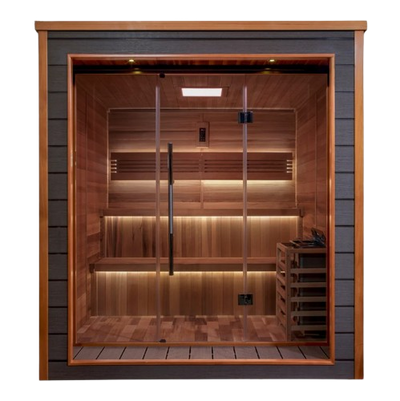 Front Centered View Of The Golden Designs Bergen 6-Person Outdoor Sauna | GDI-8206-01